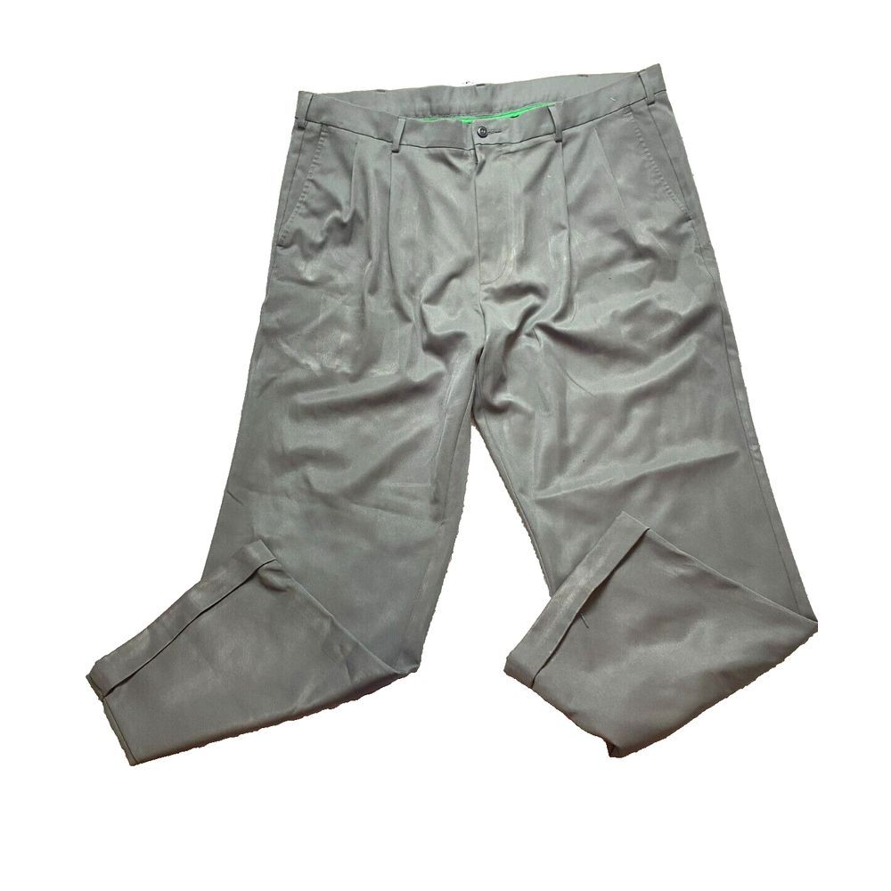 Grand Slam Pants Adult 42x30 Gray Pleated Straight Leg Trouser Casual Dress Mens